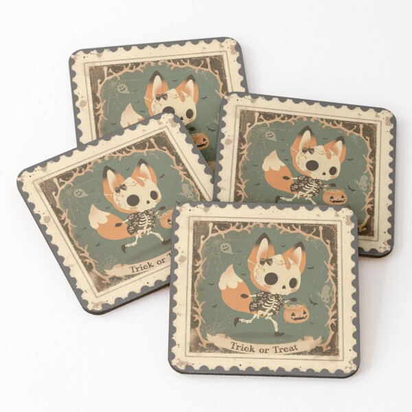 Item preview, Cute Young Fox Skeleton Halloween Trick or Treat Graphic | Spooky Home Decor & Apparel designed and sold by Compass and a Camera.