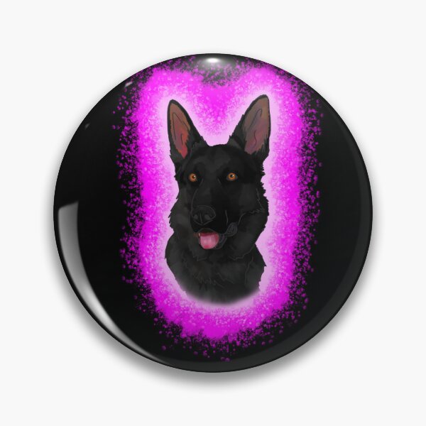 Artikelvorschau, Schwarzer deutscher Schäferhund, rosa Farbspritzer entworfen und verkauft von DawnCatcher20.
