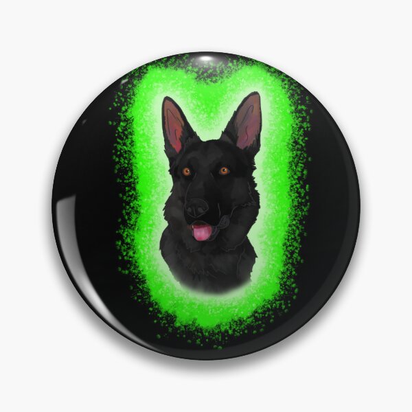 Artikelvorschau, Schwarzer deutscher Schäferhund, grüner Farbspritzer entworfen und verkauft von DawnCatcher20.