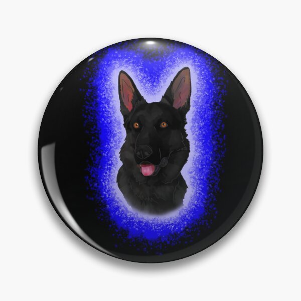 Artikelvorschau, Schwarzer deutscher Schäferhund, blauer Farbspritzer entworfen und verkauft von DawnCatcher20.