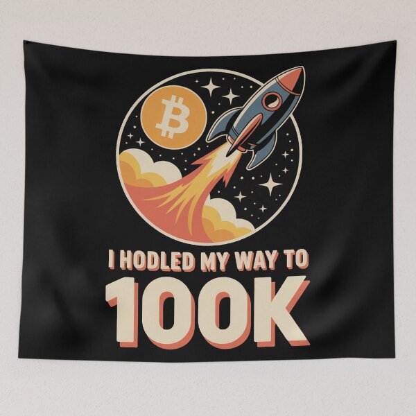 Item preview, I HODLed my way to 100k, bitcoin to the moon, bitcoin crypto designed and sold by NoetherSym.