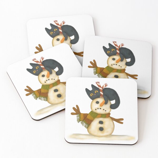 Item preview,  Not The Nose! Naughty Black Cat On Snowman designed and sold by TheWishingShed.