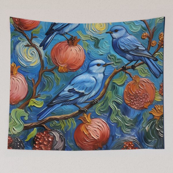 Item preview, Bluebirds with Pomegranates in Las Ramas designed and sold by Ciervo Primavera.
