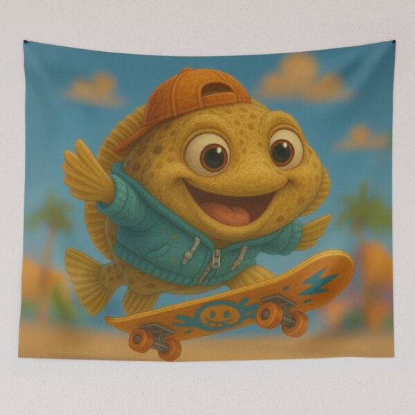 Item preview, Skater Flounder Fish designed and sold by Sillytoe.