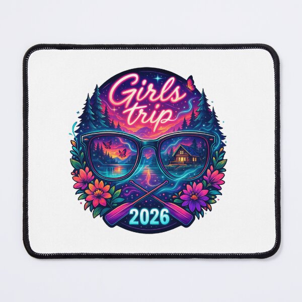 Artikelvorschau,  Girls Trip 2026 Sticker – Retro Neon Travel Design entworfen und verkauft von CoachEkong.