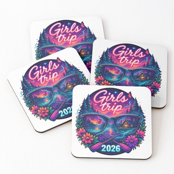 Artikelvorschau,  Girls Trip 2026 Sticker – Retro Neon Travel Design entworfen und verkauft von CoachEkong.