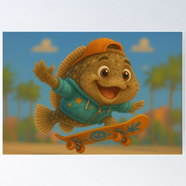 Item preview, Skater Fluke Fish designed and sold by Sillytoe.