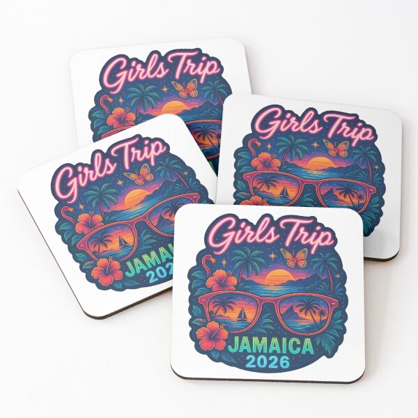Artikelvorschau, Girls Trip Jamaica 2026 Sticker – Retro Neon Travel Design entworfen und verkauft von CoachEkong.