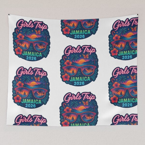 Item preview, Girls Trip Jamaica 2026 Sticker – Retro Neon Travel Design designed and sold by CoachEkong.