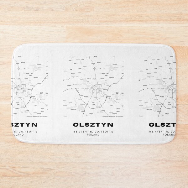 Item preview, Olsztyn Poland Map | Modern Minimalist Black and White Print designed and sold by RM-Journey.