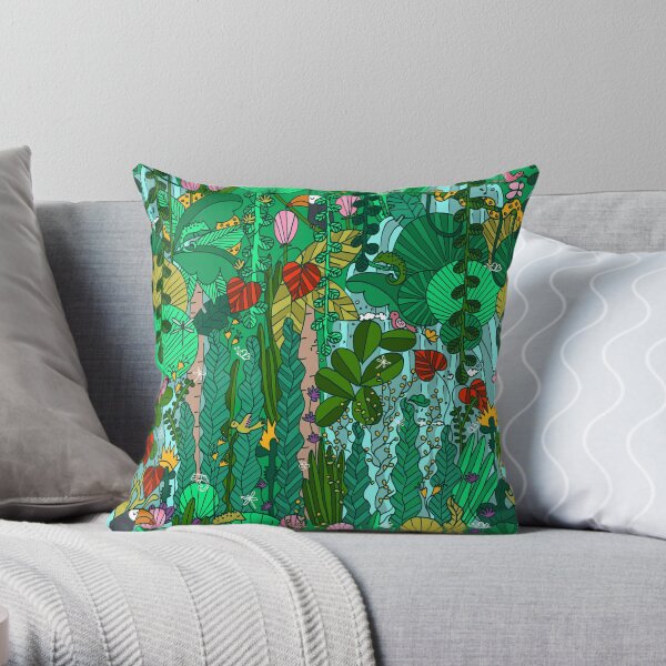 Pattern 91 - Tropical Emerald Forest Throw Pillow