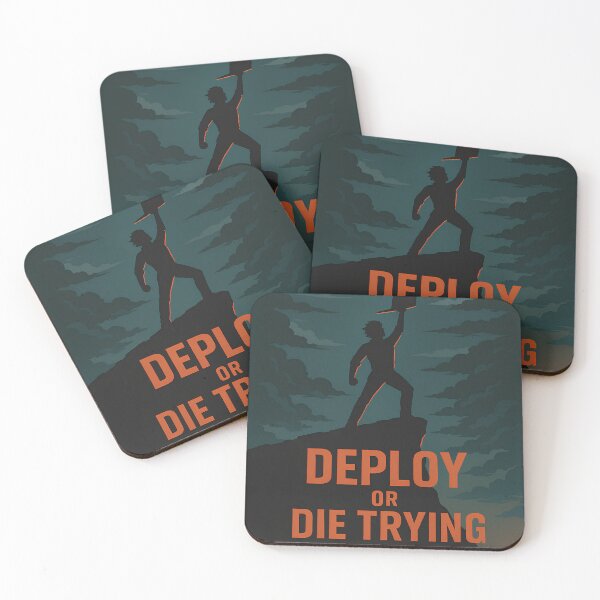 Artikelvorschau, Lustiges Programmierer-T-Shirt "Deploy or Die Trying" entworfen und verkauft von Hacktoplasma.