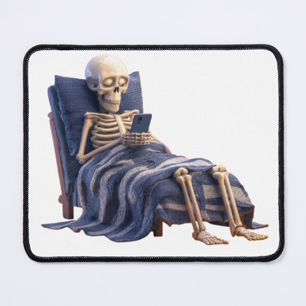 Item preview, Bone Tired | Funny Skeleton with Phone Halloween T-Shirt designed and sold by AlexLineArt.