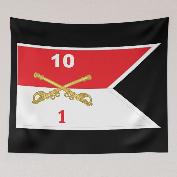 Aperçu de l'œuvre Armée - 1er Escadron - 10e Cavalerie Guidon avec White Boundries X 300 créée et vendue par Military Insignia Products.
