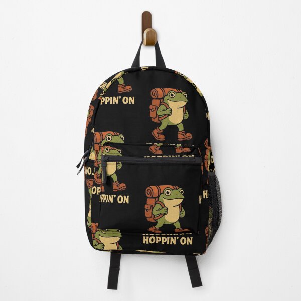 Item preview, Hopping Frog Hiker Cartoon Illustration designed and sold by tarotstarostina.