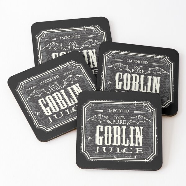Item preview, Halloween Goblin Juice poison with bat wings bottle label design very rough and textured designed and sold by Jdawnink.