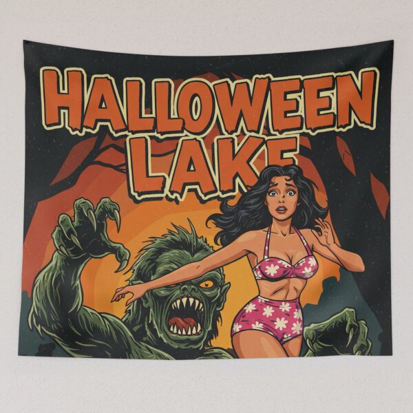 Item preview, Halloween Retro Monster Lake designed and sold by JonelleTshirts.