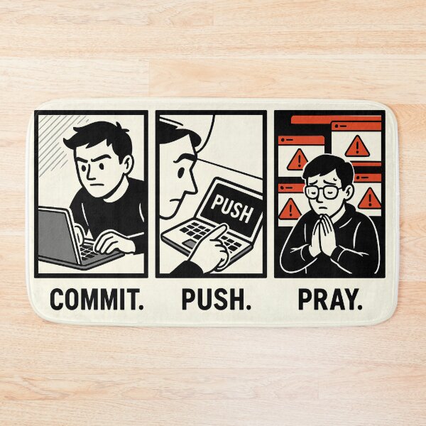 Item preview, Funny Programmer T-Shirt "Commit. Push. Pray." designed and sold by Hacktoplasma.