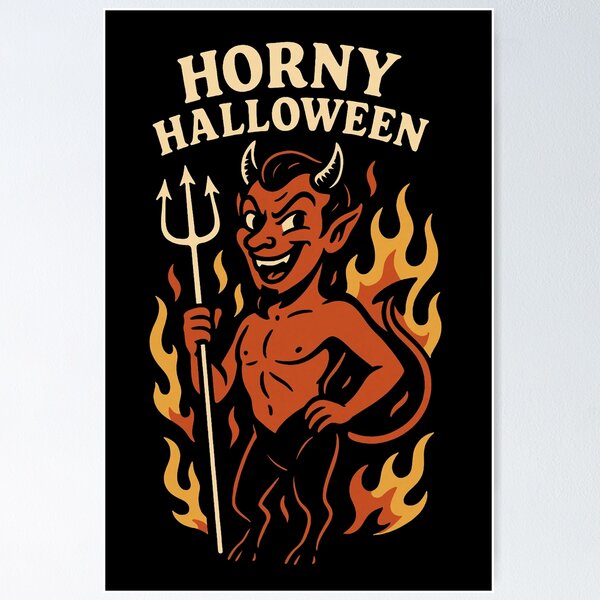 Item preview, Horny Halloween – Sexy Devil Pin-Up designed and sold by hangmeart.