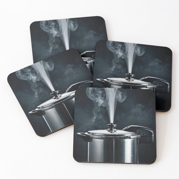 Item preview, Digital Monochromatic Steaming Stainless Steel Pot designed and sold by ShadeScapeArt.