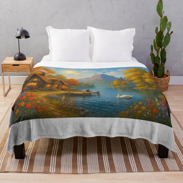 Item preview, Pretty Cottage Lake Swan Mountain designed and sold by WearCool-Shirts.