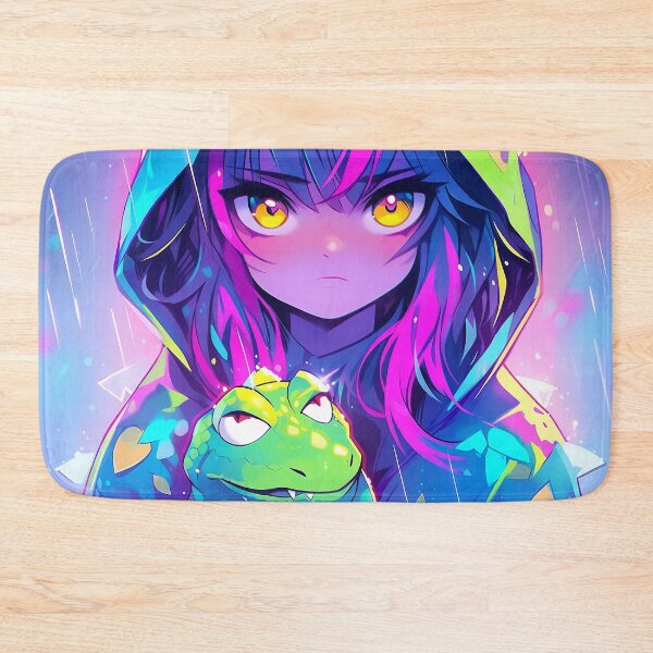 Item preview, Neon Rain Anime Girl with Gator designed and sold by bubblegoth.
