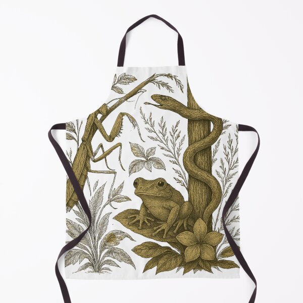 Item preview, Praying Mantis Snake & Frog Design Vintage Botanical Print Tropical Jungle Wildlife Art Retro Nature Lover Gift Idea designed and sold by LOWKEY LEGENDARY APPAREL™.
