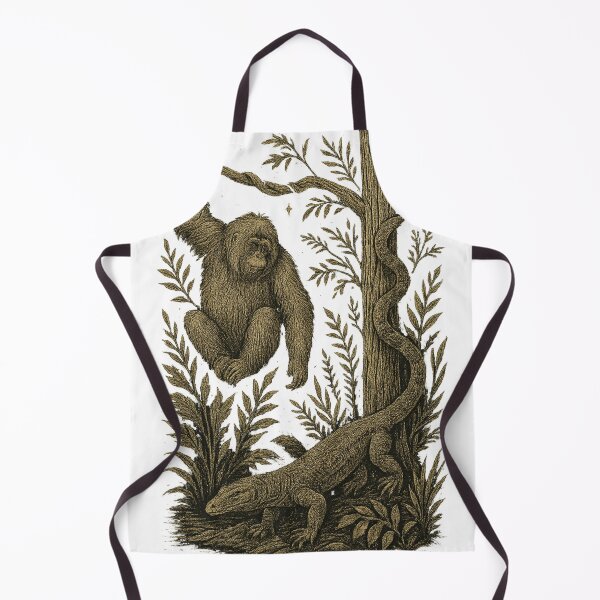 Item preview, Orangutan Snake & Monitor Lizard Wildlife Art Design Nature Illustration Tropical Jungle Animal Print for Apparel & Home Decor designed and sold by LOWKEY LEGENDARY APPAREL™.
