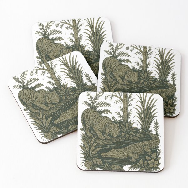 Item preview, Jungle Tiger & Caiman Design Wildlife Nature Print Tropical Rainforest Animals Vintage Botanical Art Nature Lover Gift Idea designed and sold by LOWKEY LEGENDARY APPAREL™.