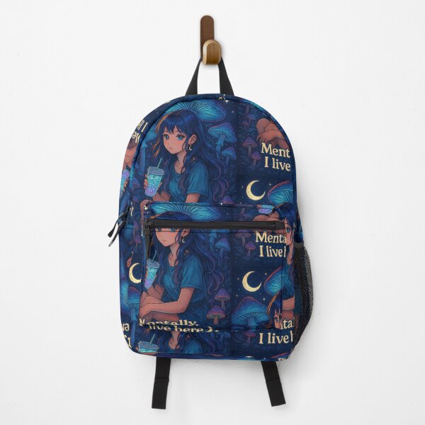 Item preview, "Dreamy Anime Girl Under Glowing Mushrooms | Celestial Cottagecore Fantasy Art Print" designed and sold by ReyDeLaCalle.