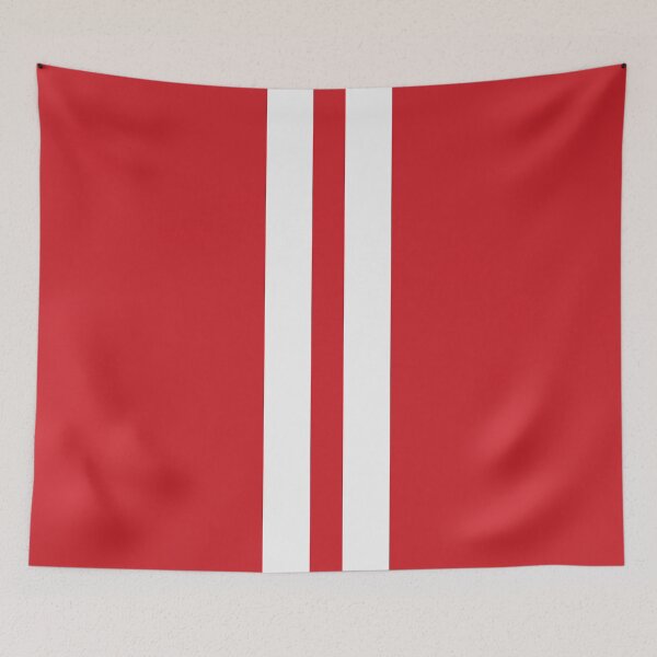 Item preview, Dual Racing Stripes - Large Gap (White on Fire Engine Red) designed and sold by Racing Stripes Only.