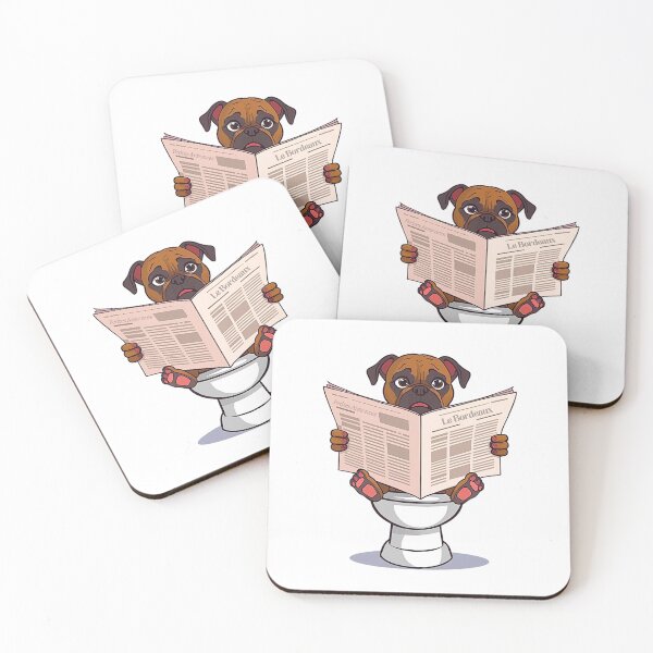 Item preview, Funny French Mastiff Cartoon | Dogue de Bordeaux on Toilet Reading Newspaper designed and sold by Fredster1966.