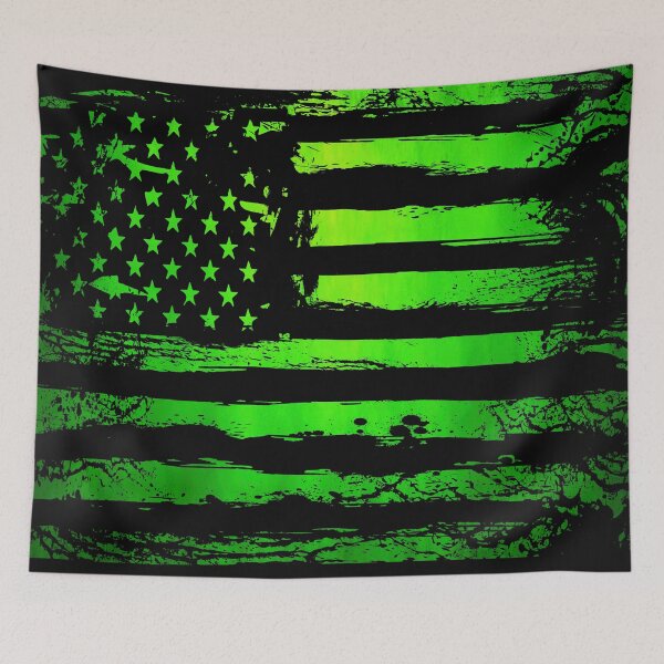 Item preview, Grunge Green American Flag – Distressed Patriotic Abstract Artwork designed and sold by artistwill.