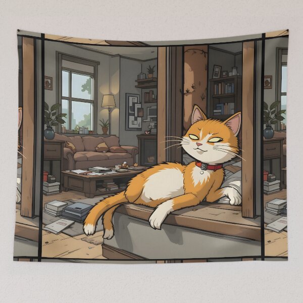 Item preview, Charming Cartoon Cats Cozy Indoor Settings Illustration Lasagna designed and sold by ART ATTACK ZONE.