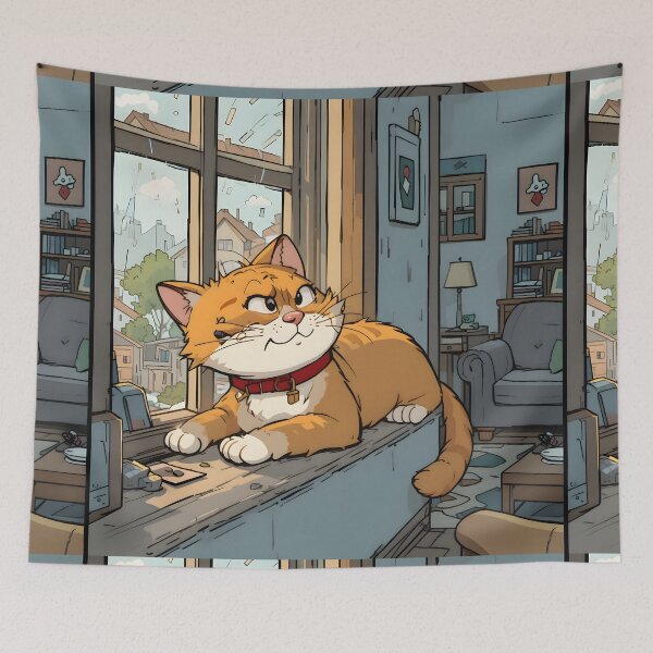 Item preview, Home Cartoon Cats Cozy Indoor Settings Illustration Lasagna designed and sold by ART ATTACK ZONE.