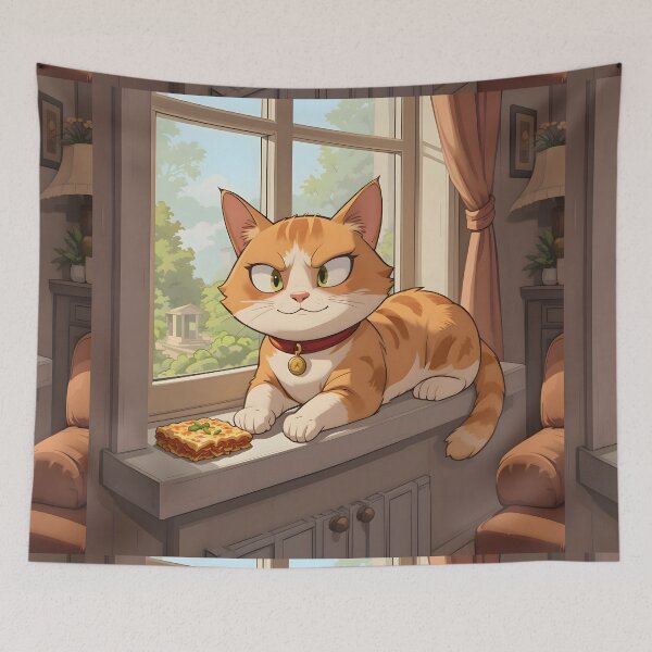 Item preview, Window Cartoon Cats Cozy Indoor Settings Illustration Lasagna designed and sold by ART ATTACK ZONE.