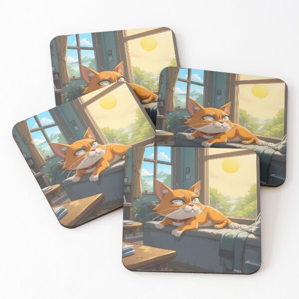 Item preview, Sunshine Cartoon Cats Cozy Morning Settings Illustration Lasagna designed and sold by ART ATTACK ZONE.