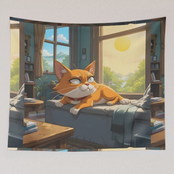 Item preview, Sunshine Cartoon Cats Cozy Morning Settings Illustration Lasagna designed and sold by ART ATTACK ZONE.