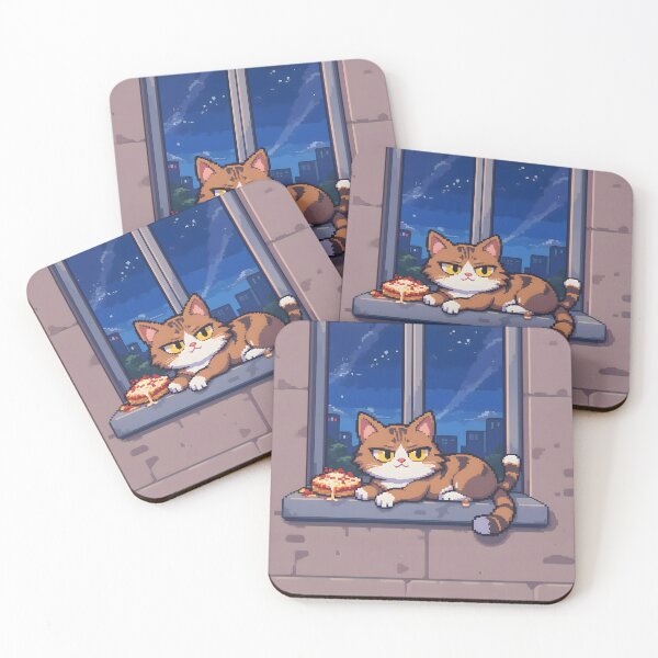 Item preview, Pixel Cartoon Cats Cozy Indoor Settings Illustration Lasagna designed and sold by ART ATTACK ZONE.