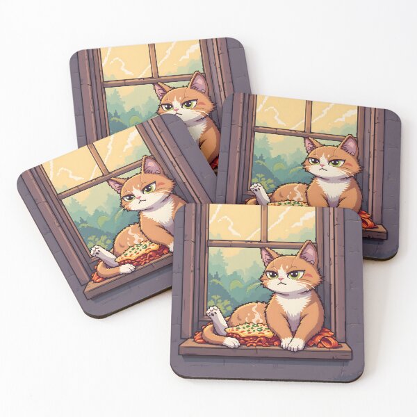 Item preview, 8Bits Cartoon Cats Cozy Indoor Settings Illustration Lasagna designed and sold by ART ATTACK ZONE.
