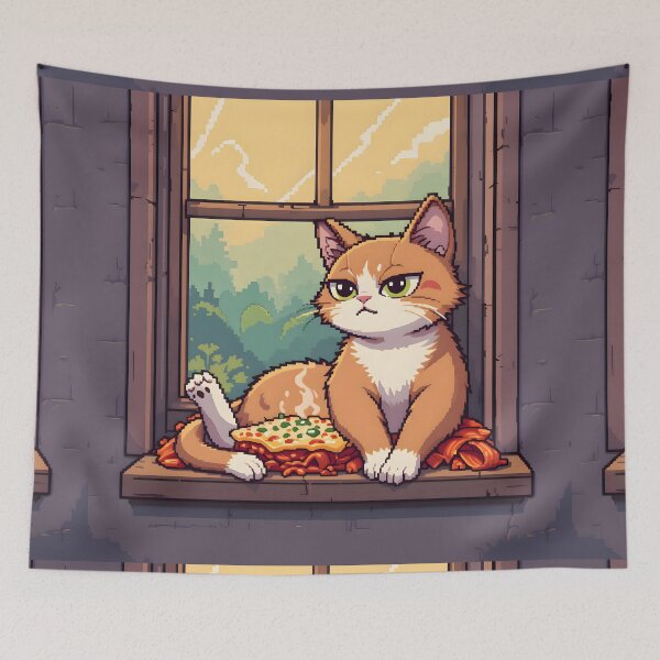Item preview, 8Bits Cartoon Cats Cozy Indoor Settings Illustration Lasagna designed and sold by ART ATTACK ZONE.