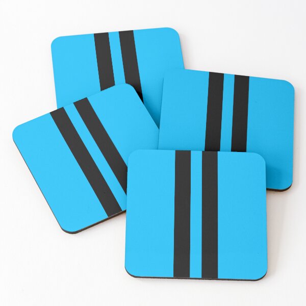 Item preview, Dual Racing Stripes - Large Gap (Black on Deep Sky Blue) designed and sold by Racing Stripes Only.