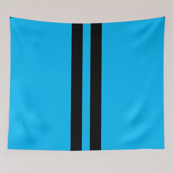 Item preview, Dual Racing Stripes - Large Gap (Black on Deep Sky Blue) designed and sold by Racing Stripes Only.