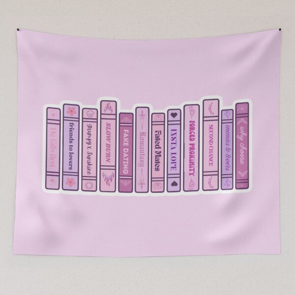 Item preview, Romance Tropes Book Stack Sticker – Cute Pink Aesthetic Bookish Design for Readers & BookTok designed and sold by theliteraryedit.