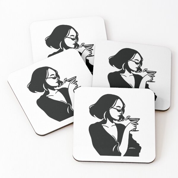 Item preview, Line Art Lady with Cocktail  designed and sold by CleanLineStudio.