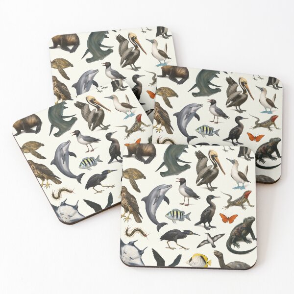 Item preview, Animals of the Galapagos Islands Retro Illustration Chart designed and sold by kakarikihill.