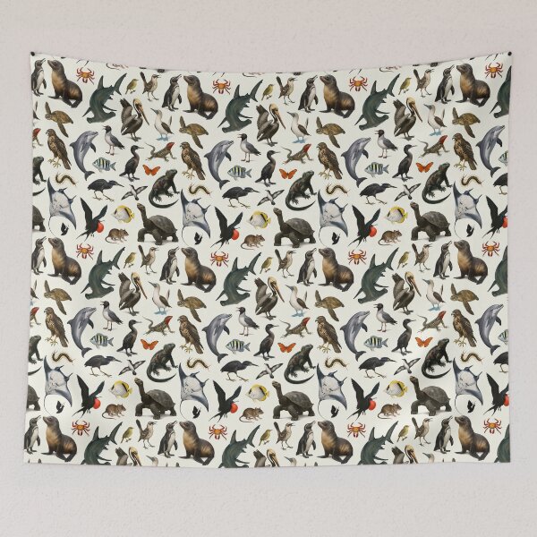 Item preview, Animals of the Galapagos Islands Retro Illustration Chart designed and sold by kakarikihill.