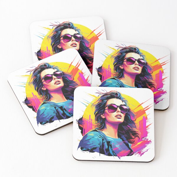 Item preview, Synthwave / Retrowave style woman portrait with sunglasses designed and sold by George's Creative Works.
