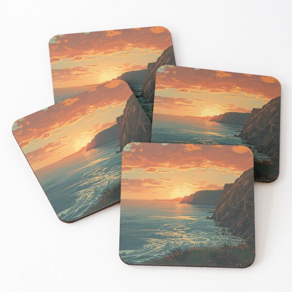 Item preview, Calm Ocean Cliff Sunset designed and sold by RisingWolfStudio.