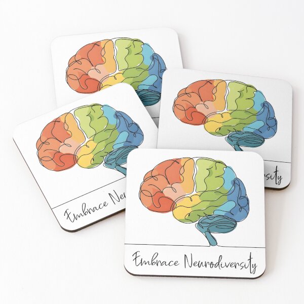 Item preview, Embrace Neurodiversity Rainbow Line Art Brain - Autism, ADHD, Awareness Design designed and sold by Autism in Focus.